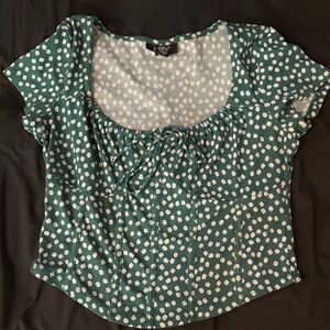 Elegant Green Floral Crop Top